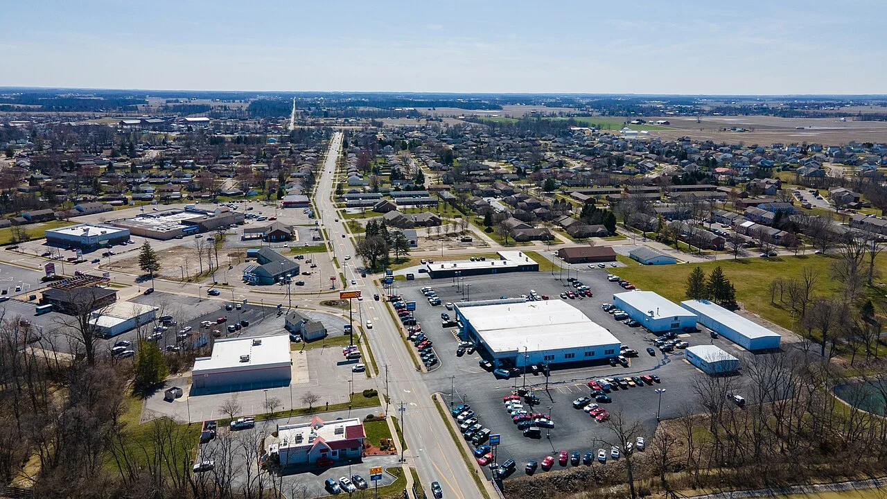 An aerial view of central Brookville