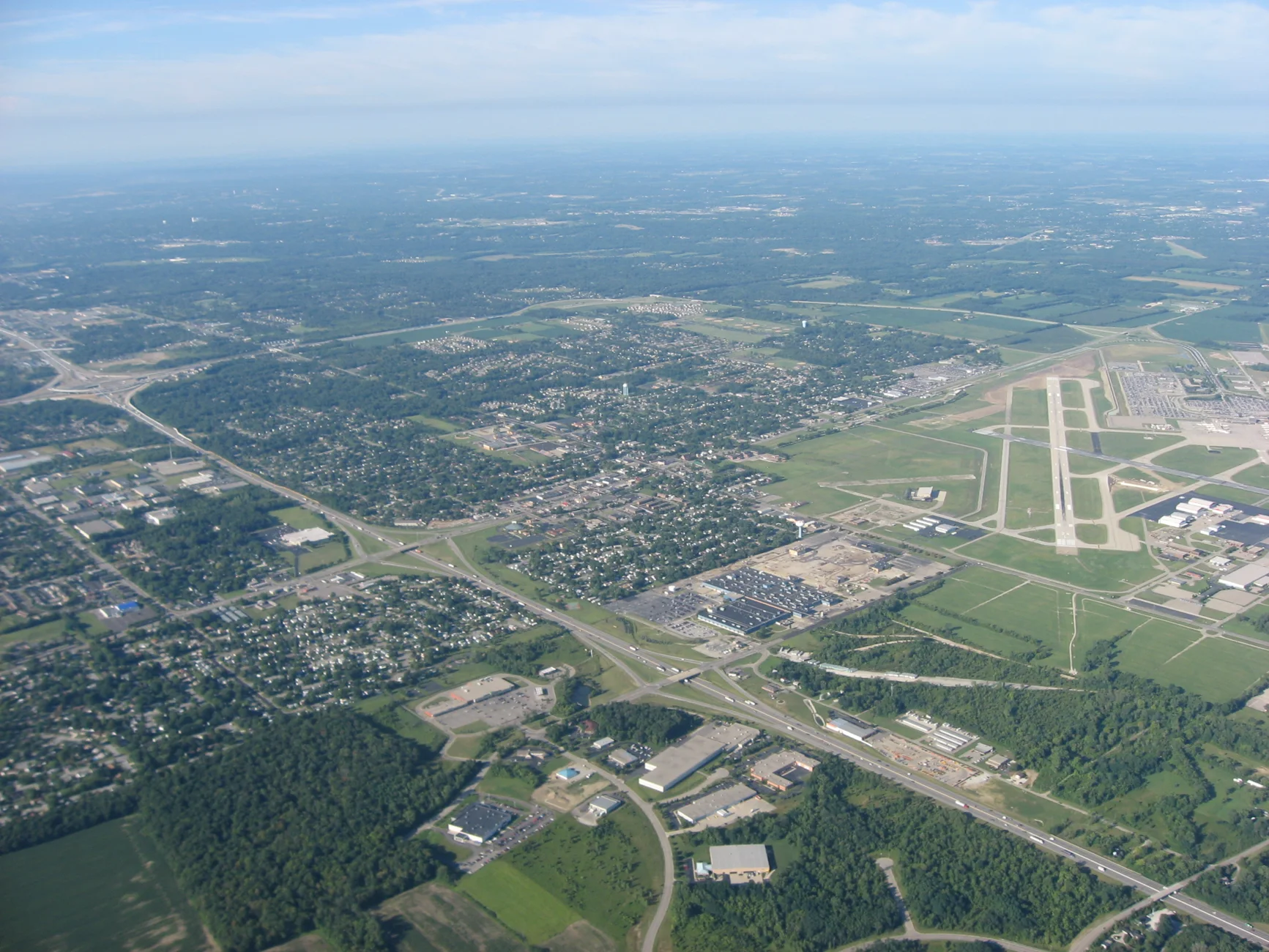 Vandalia and Dayton International Airport from above