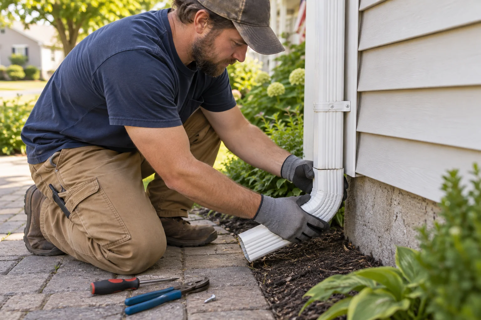 Illustration of downspout repair